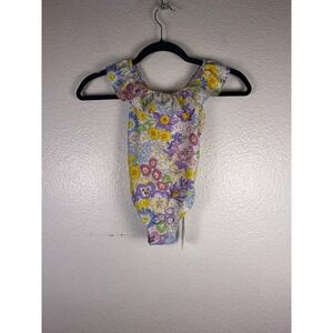 Angel Season Girls Floral One Piece Swimsuit Ruffle Cutout Back Multi Color 5Y